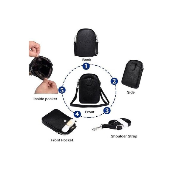 VEGAN LEATHER MINI CROSSBODY MESSENGER BAG - Picture 3 of 5